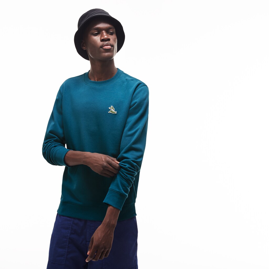 Mens   Crew Neck Fleece Sweatshirt | Lacoste Blue • Ae8