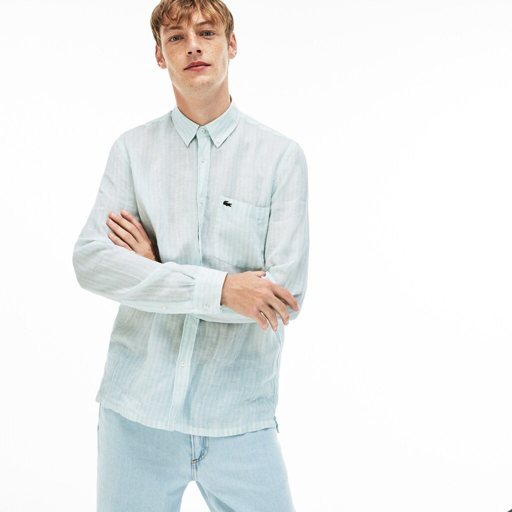 Mens   Regular Fit Linen Shirt | Lacoste Light Blue • F8R