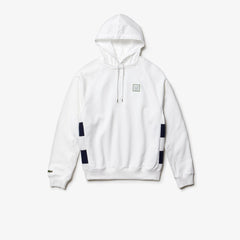 Mens   Hooded Fleece Sweatshirt | Lacoste White / Navy Blue • 522