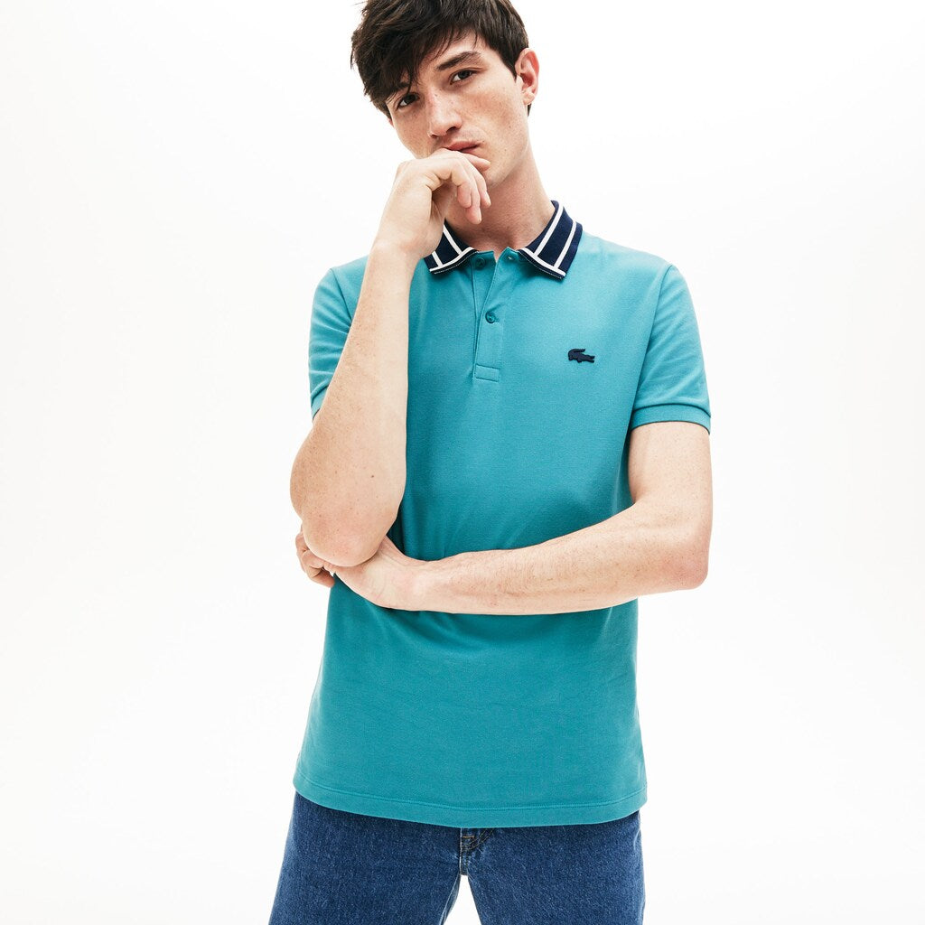 Mens   Slim Fit Stretch Cotton Polo Shirt | Lacoste Blue • S6T