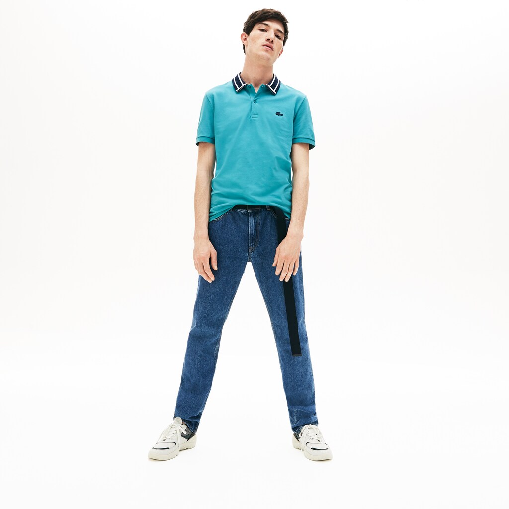 Mens   Slim Fit Stretch Cotton Polo Shirt | Lacoste Blue • S6T