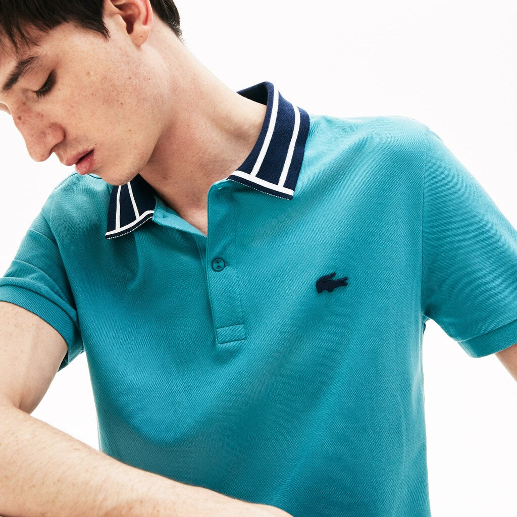 Mens   Slim Fit Stretch Cotton Polo Shirt | Lacoste Blue • S6T