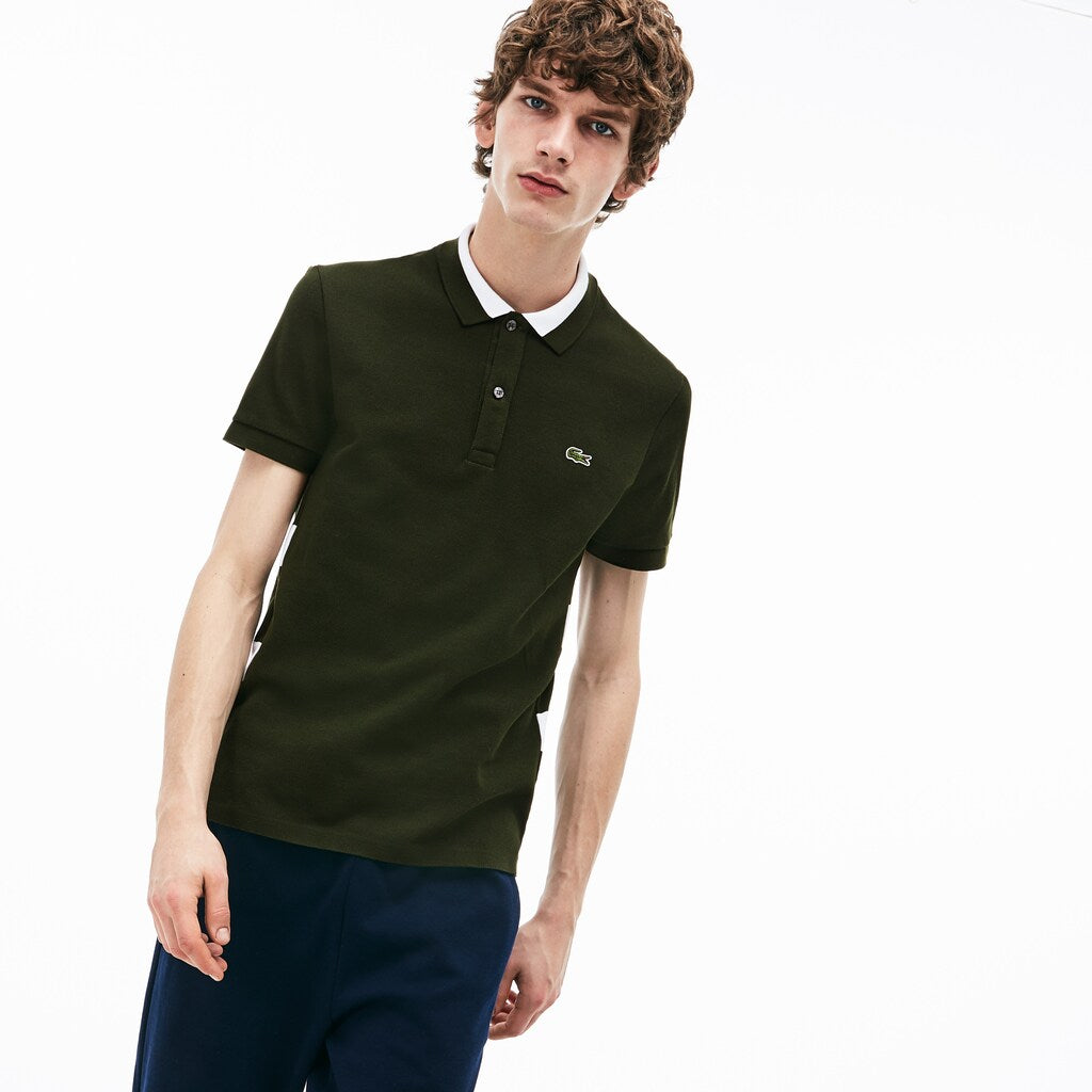 Mens   Regular Fit Petit Piqué Polo | Lacoste Khaki Green / White • 88C