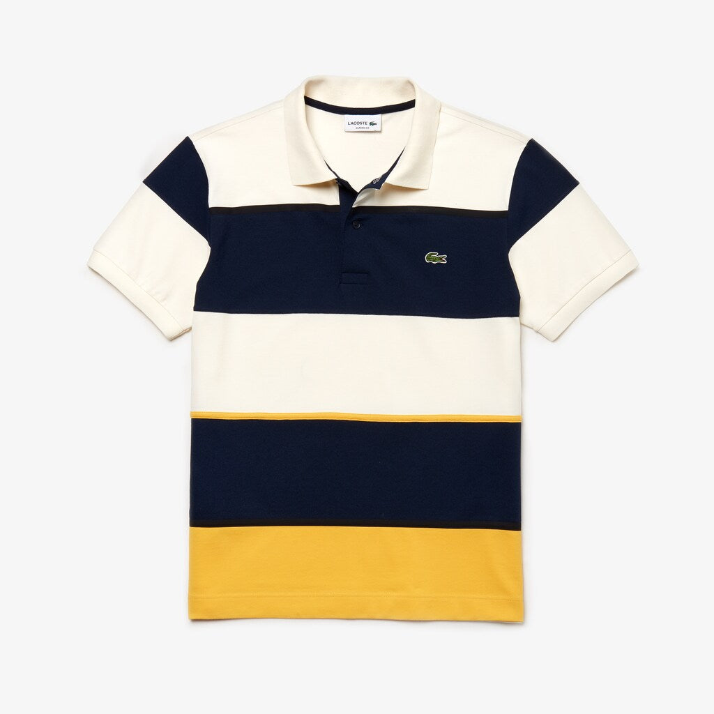 Mens   L.12.12 Technical Piqué Polo | Lacoste Yellow / Navy Blue / White • 7Eh