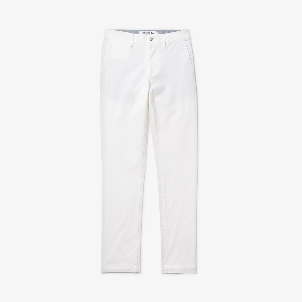 Mens   Slim Fit Stretch Gabardine Chino Pants | Lacoste White • 001