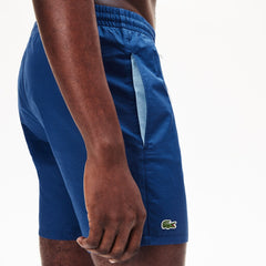 Mens   Lightweight Cotton Swim Trunks With Pockets | Lacoste Navy Blue / Light Blue • 9Ba