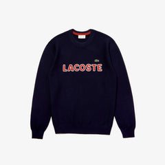 Mens   Crew Neck Cotton Sweater | Lacoste Navy Blue / Brown • 883
