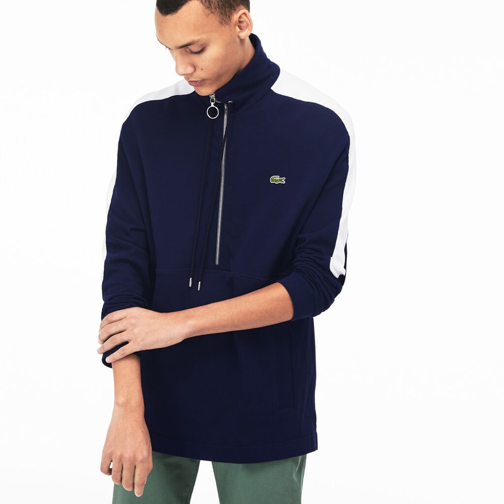 Mens   Cotton Piqué Sweatshirt | Lacoste Navy Blue / White • Hhw