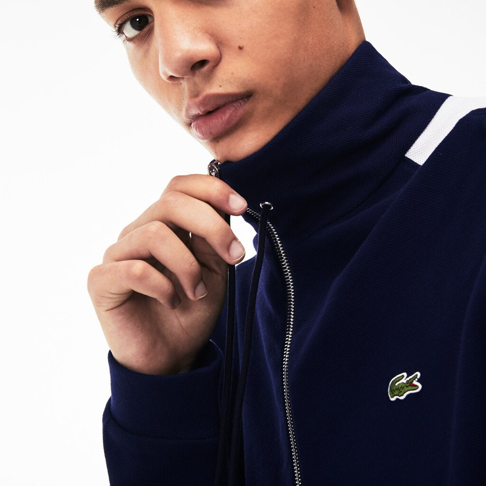 Mens   Cotton Piqué Sweatshirt | Lacoste Navy Blue / White • Hhw