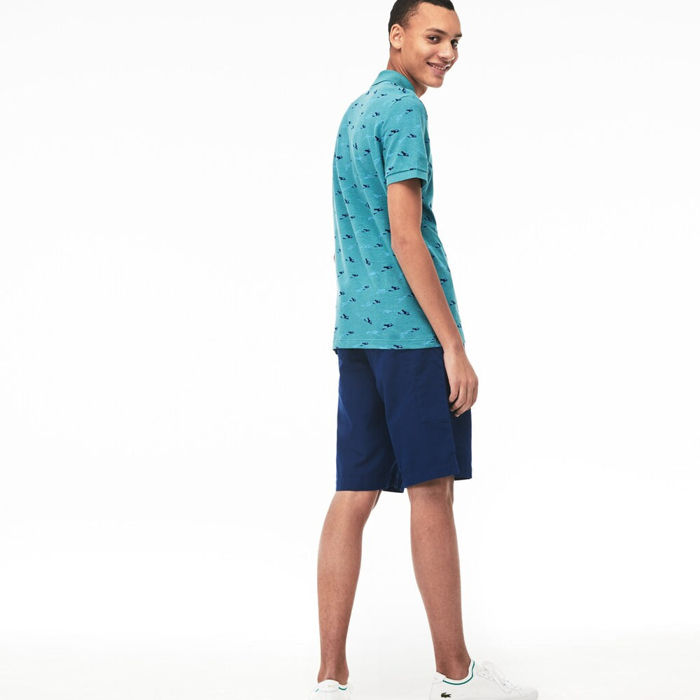 Mens   Slim Fit Cotton And Linen Piqué Polo | Lacoste Blue / White • 9Kz