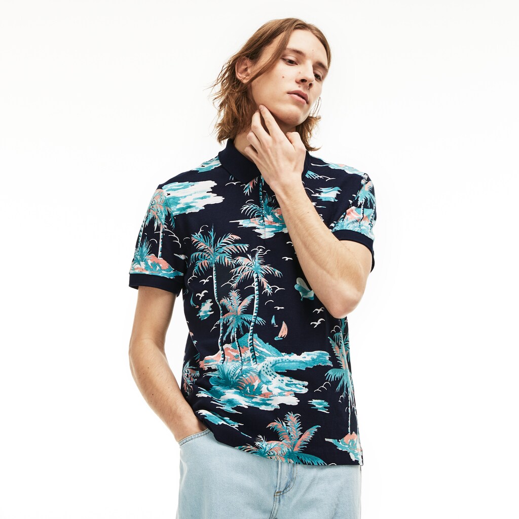 Mens   Regular Fit Cotton Mini Piqué Polo | Lacoste Navy Blue / White • Qrn