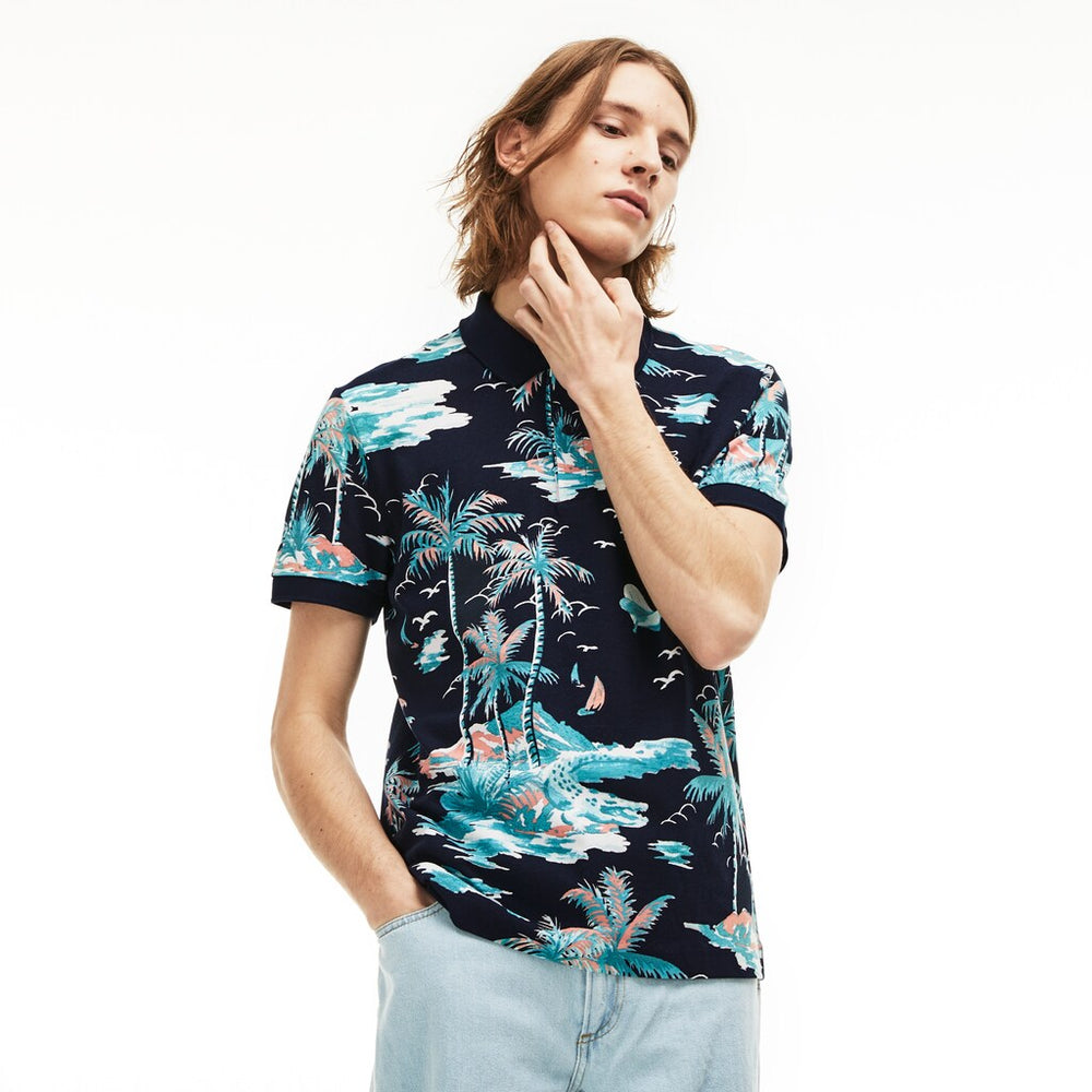 Mens   Regular Fit Cotton Mini Piqué Polo | Lacoste Navy Blue / White • Qrn