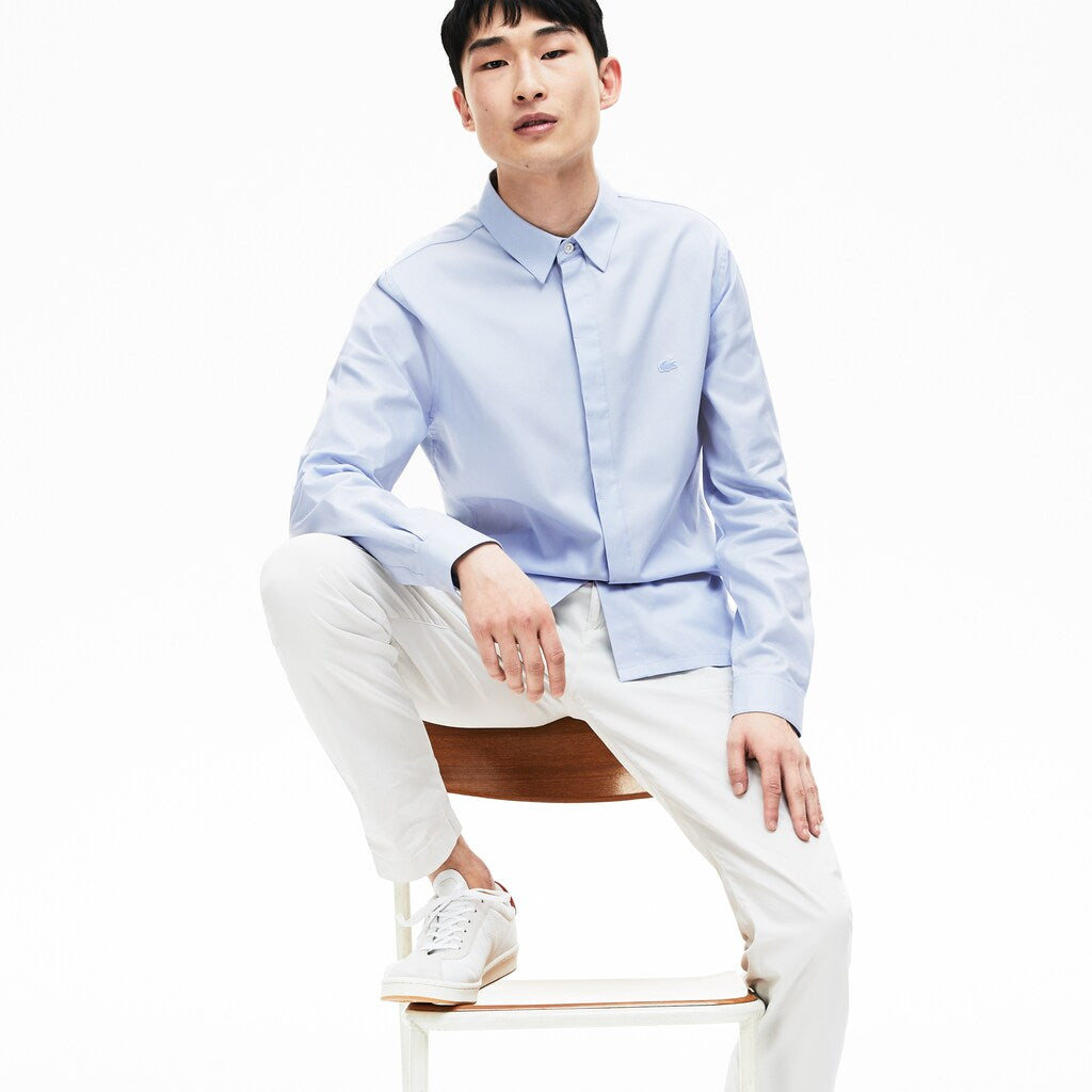 Mens   Motion Slim Fit Cotton Mini Piqué Shirt | Lacoste Light Blue • J2G