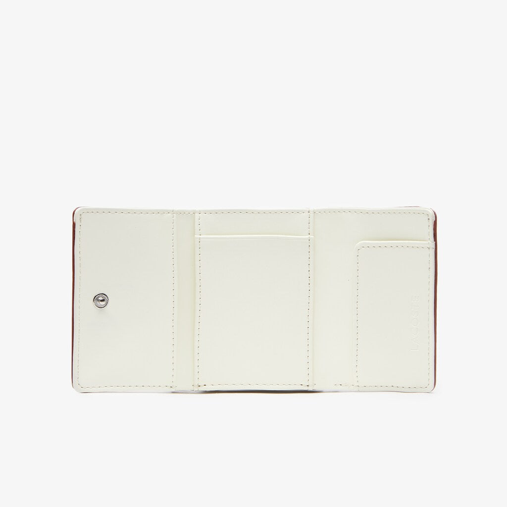 Womens Wo  Chantaco Small Leather 4 Card Wallet | Lacoste Feather Gray Marshmallow • B89