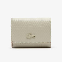 Womens Wo  Chantaco Small Leather 4 Card Wallet | Lacoste Feather Gray Marshmallow • B89