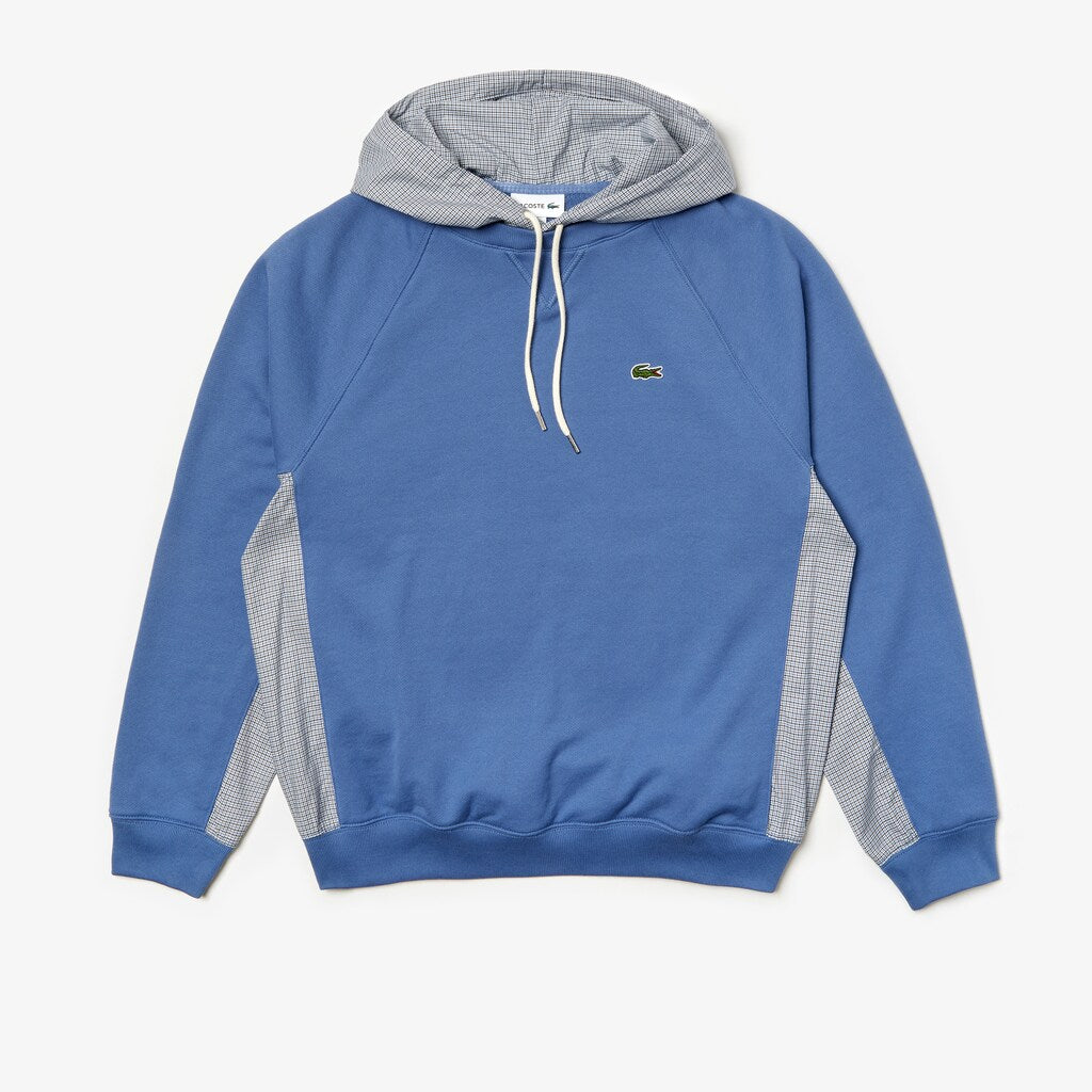 Mens   Paneled Print-Blocked Hooded Sweatshirt | Lacoste Blue / White • 4Mx