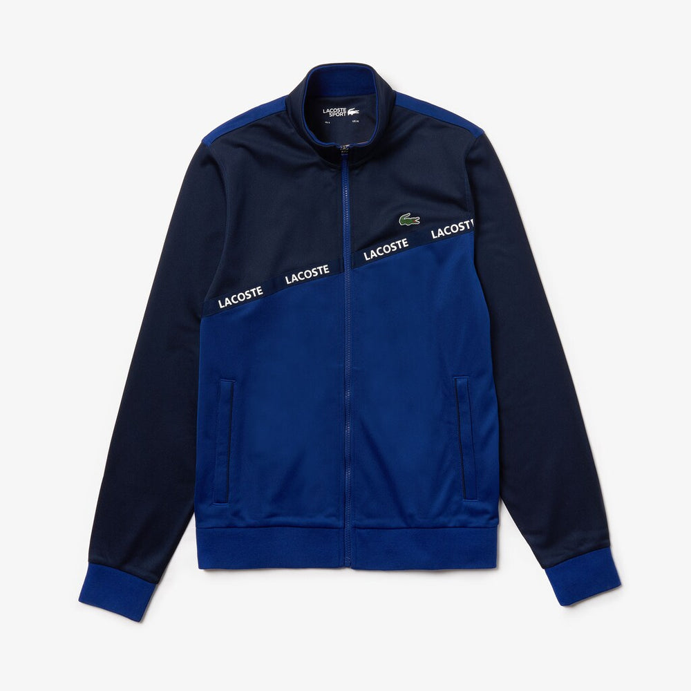 Mens   SPORT Signature Band Piqué Zip Sweatshirt | Lacoste Navy Blue • 1Vj