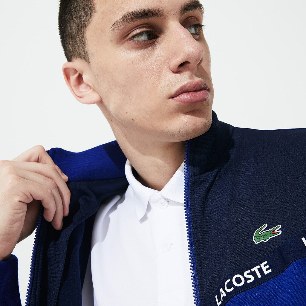 Mens   SPORT Signature Band Piqué Zip Sweatshirt | Lacoste Navy Blue • 1Vj