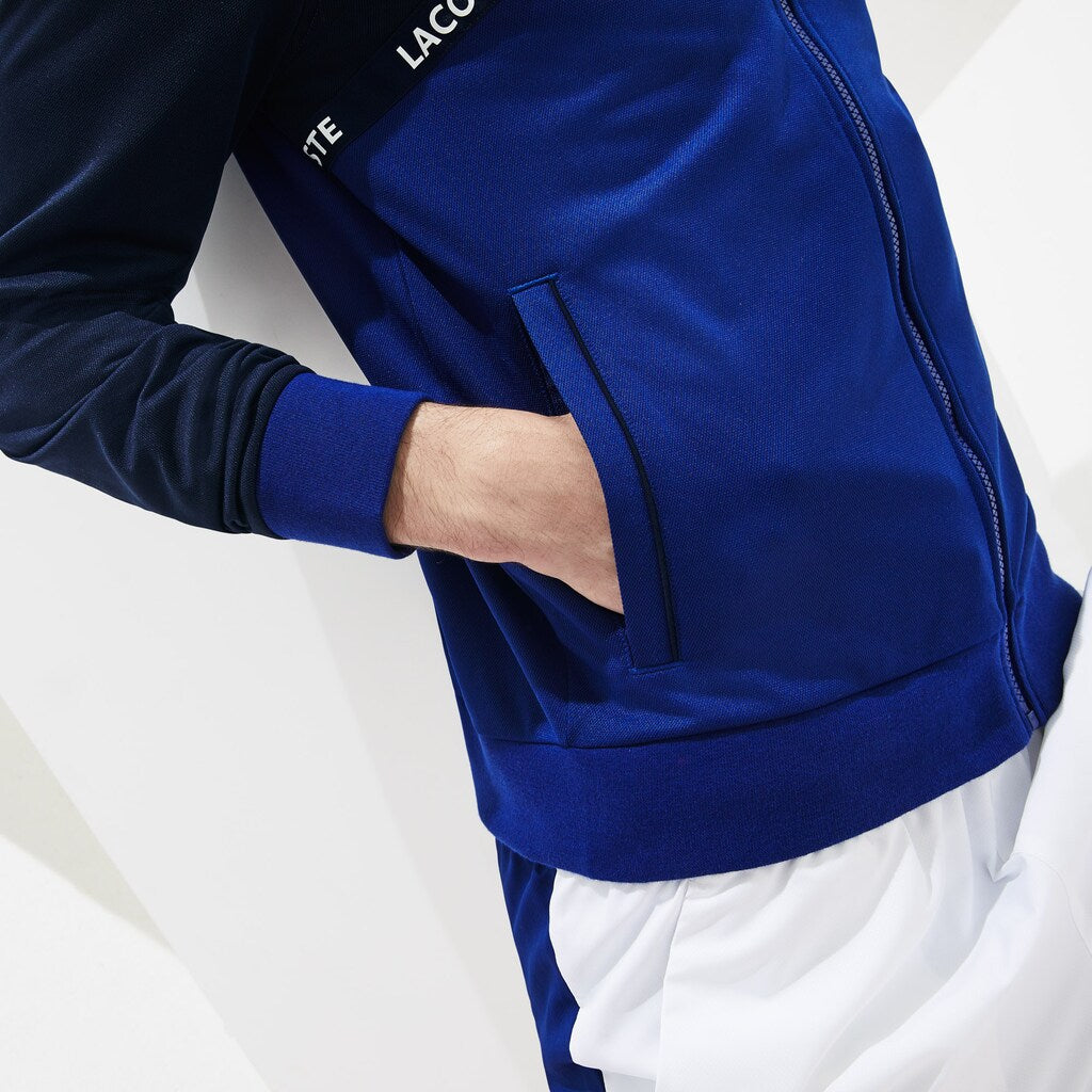 Mens   SPORT Signature Band Piqué Zip Sweatshirt | Lacoste Navy Blue • 1Vj