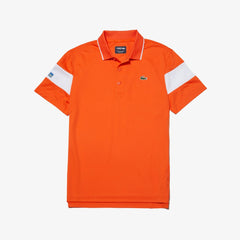 Mens   SPORT Miami Open Edition Bands Technical Piqué Polo | Lacoste Orange / White • 2Rz