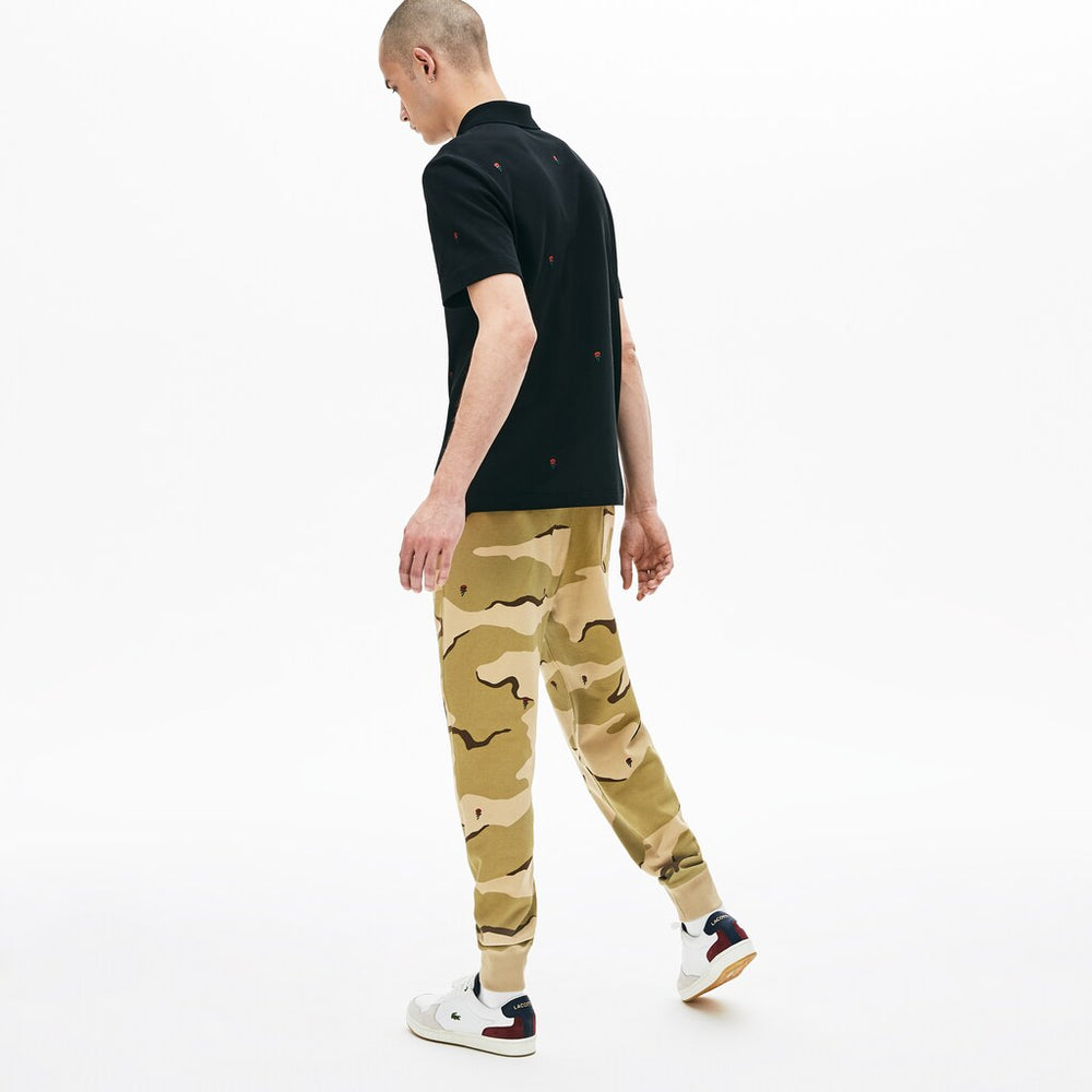 Mens   Live Rose Embroidered Camo Sweatpant | Lacoste Beige / White • 2Ug