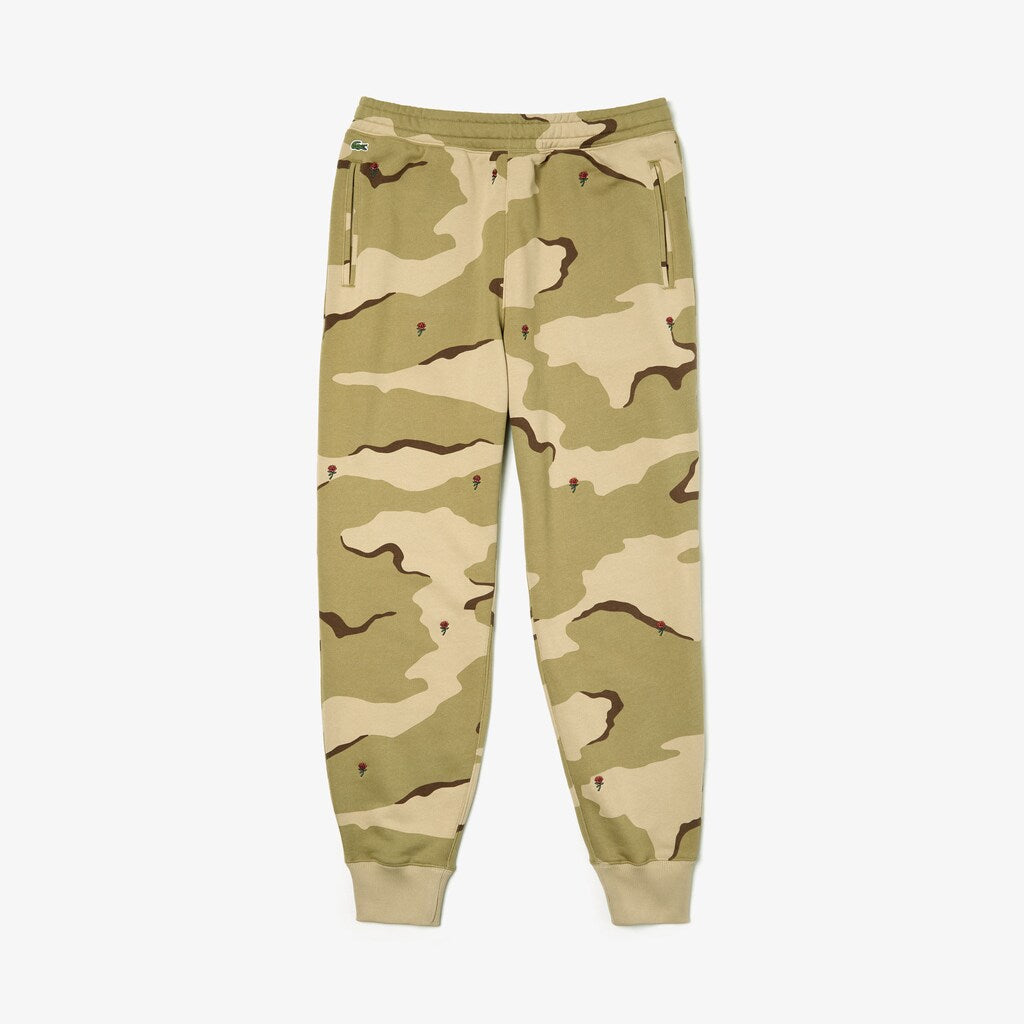 Mens   Live Rose Embroidered Camo Sweatpant | Lacoste Beige / White • 2Ug
