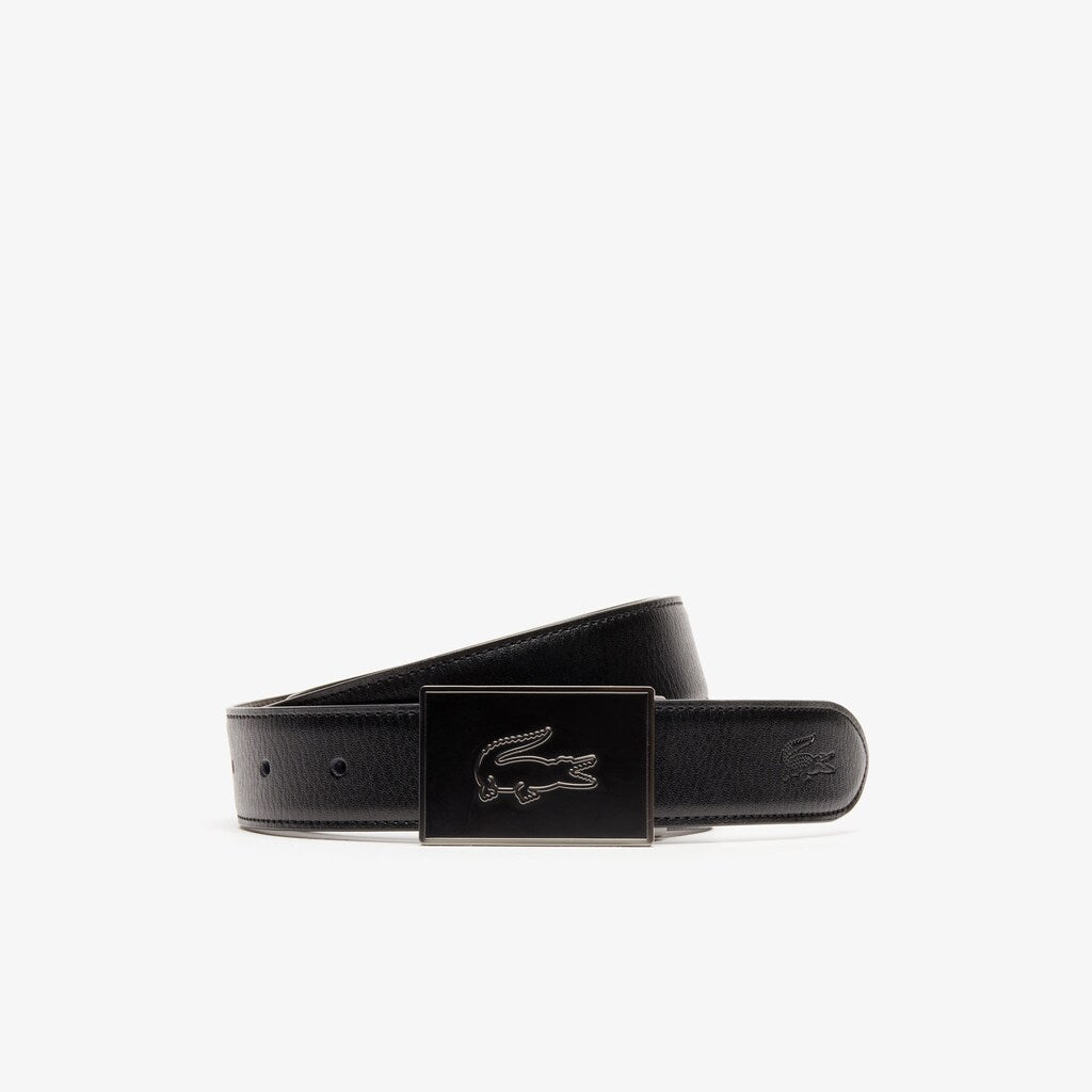 Mens   Reversible Leather Belt And Interchangeable Buckles Gift Set | Lacoste Noir Marron • 371