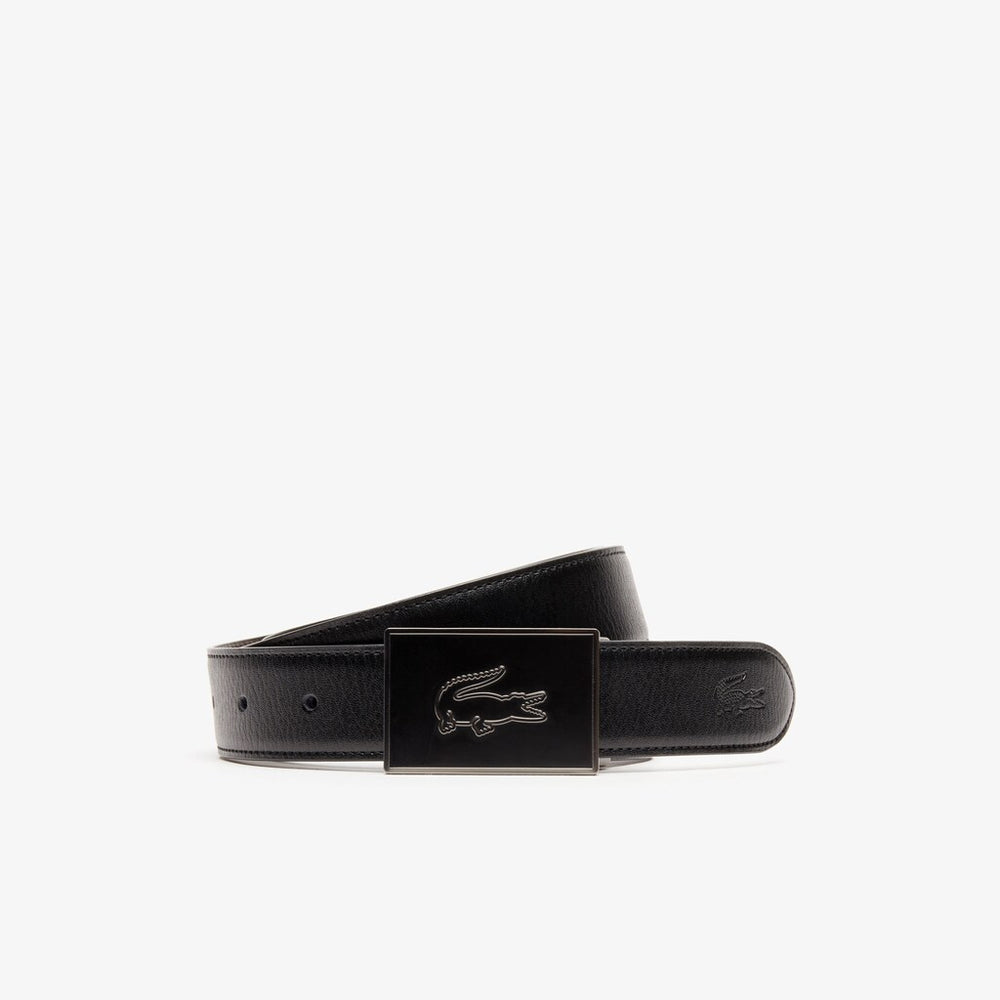 Mens   Reversible Leather Belt And Interchangeable Buckles Gift Set | Lacoste Noir Marron • 371