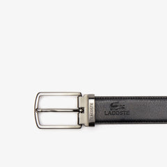 Mens   Reversible Leather Belt And Interchangeable Buckles Gift Set | Lacoste Noir Marron • 371
