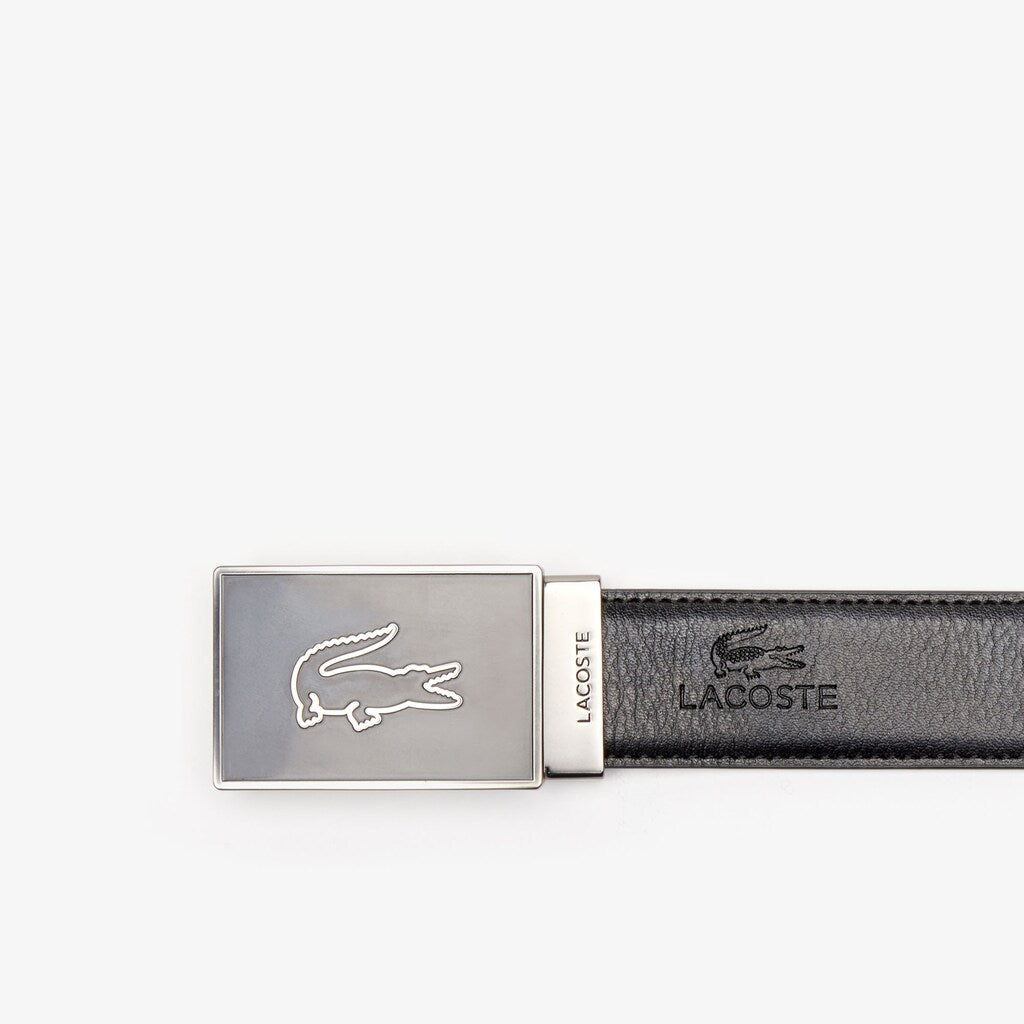 Mens   Reversible Leather Belt And Interchangeable Buckles Gift Set | Lacoste Noir Marron • 371