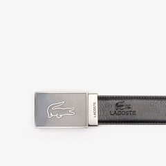 Mens   Reversible Leather Belt And Interchangeable Buckles Gift Set | Lacoste Noir Marron • 371