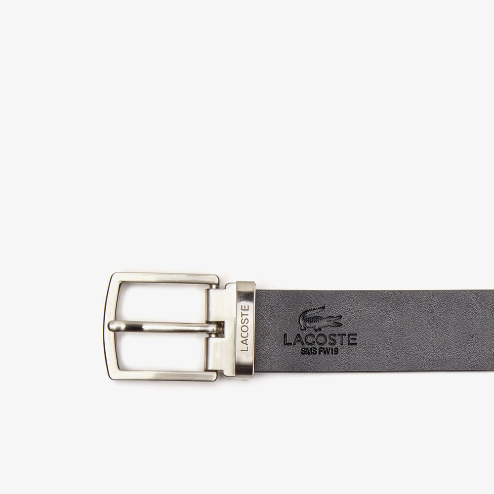 Mens   Reversible Leather Belt And 2 Buckles Gift Set | Lacoste Noir Marine 166 • 672