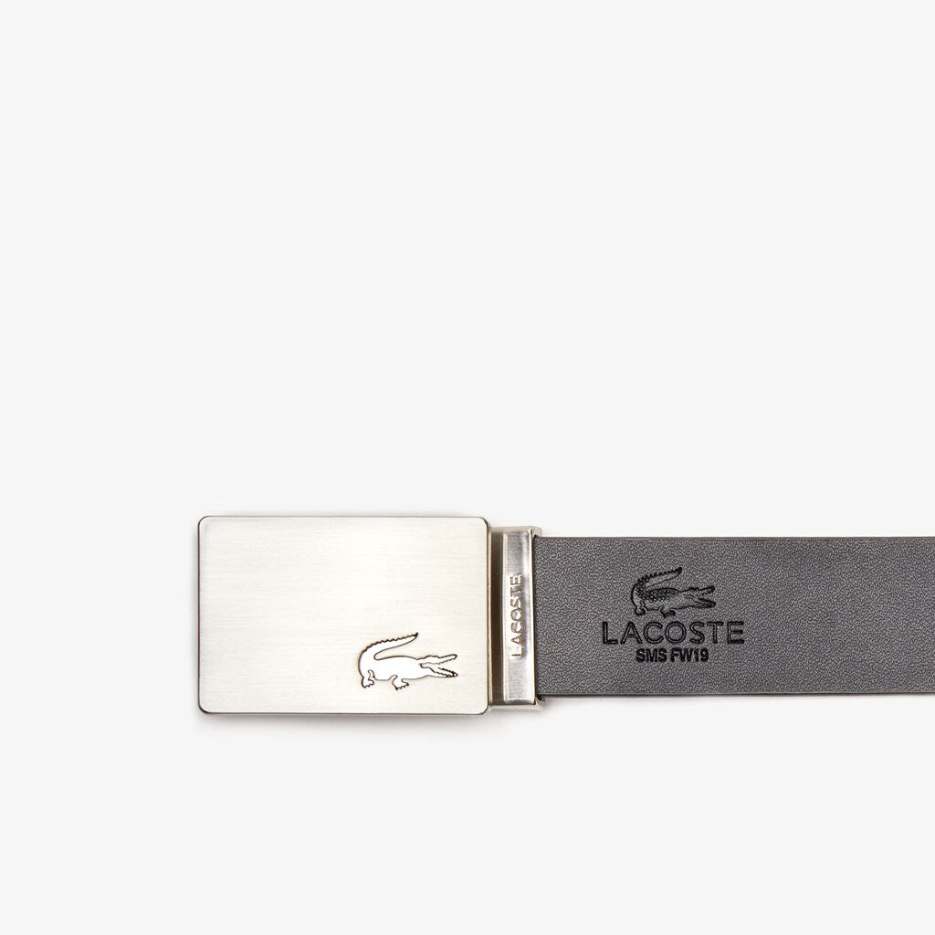 Mens   Reversible Leather Belt And 2 Buckles Gift Set | Lacoste Noir Marine 166 • 672