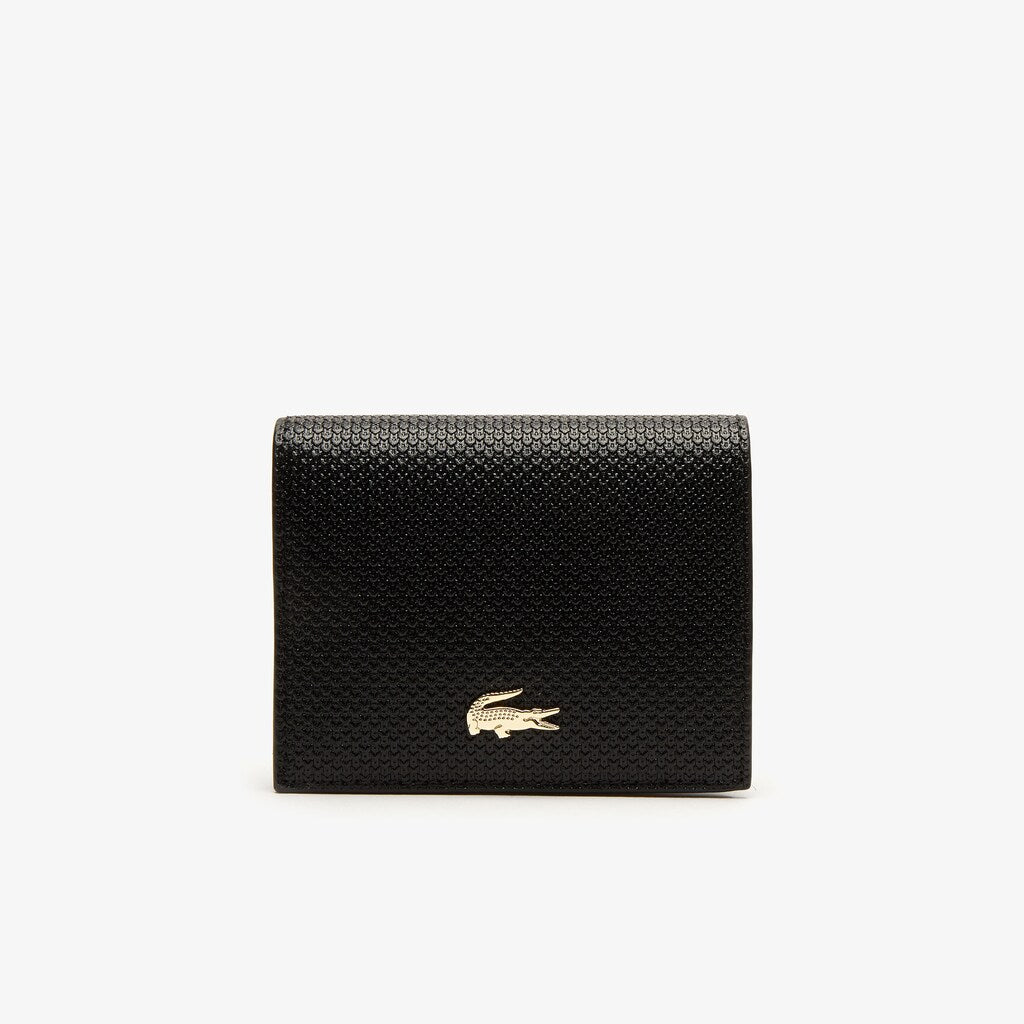 Womens Wo  Chantaco Leather Bi-fold Wallet with Coin Purse | Lacoste Black • 000