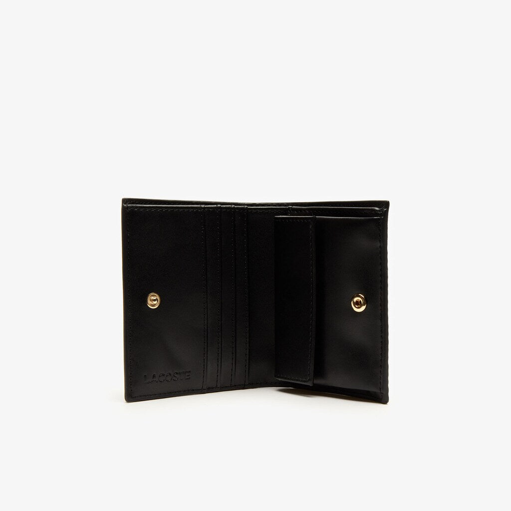 Womens Wo  Chantaco Leather Bi-fold Wallet with Coin Purse | Lacoste Black • 000
