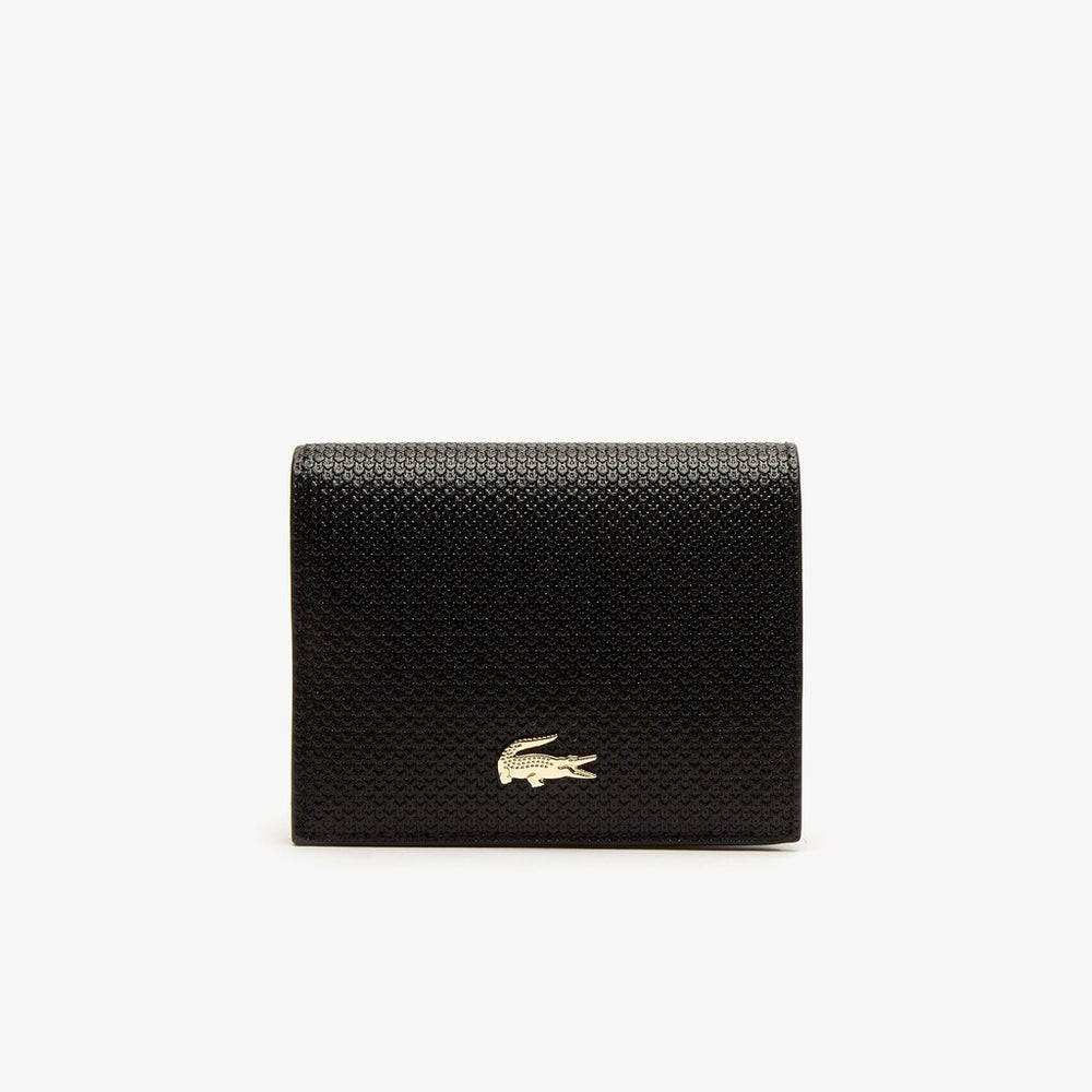 Womens Wo  Chantaco Leather Bi-fold Wallet with Coin Purse | Lacoste Black • 000