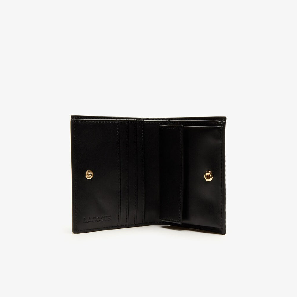 Womens Wo  Chantaco Leather Bi-fold Wallet with Coin Purse | Lacoste Black • 000