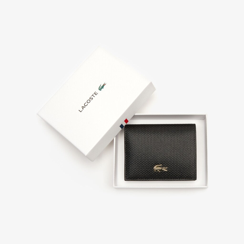 Womens Wo  Chantaco Leather Bi-fold Wallet with Coin Purse | Lacoste Black • 000