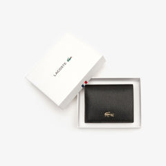 Womens Wo  Chantaco Leather Bi-fold Wallet with Coin Purse | Lacoste Black • 000