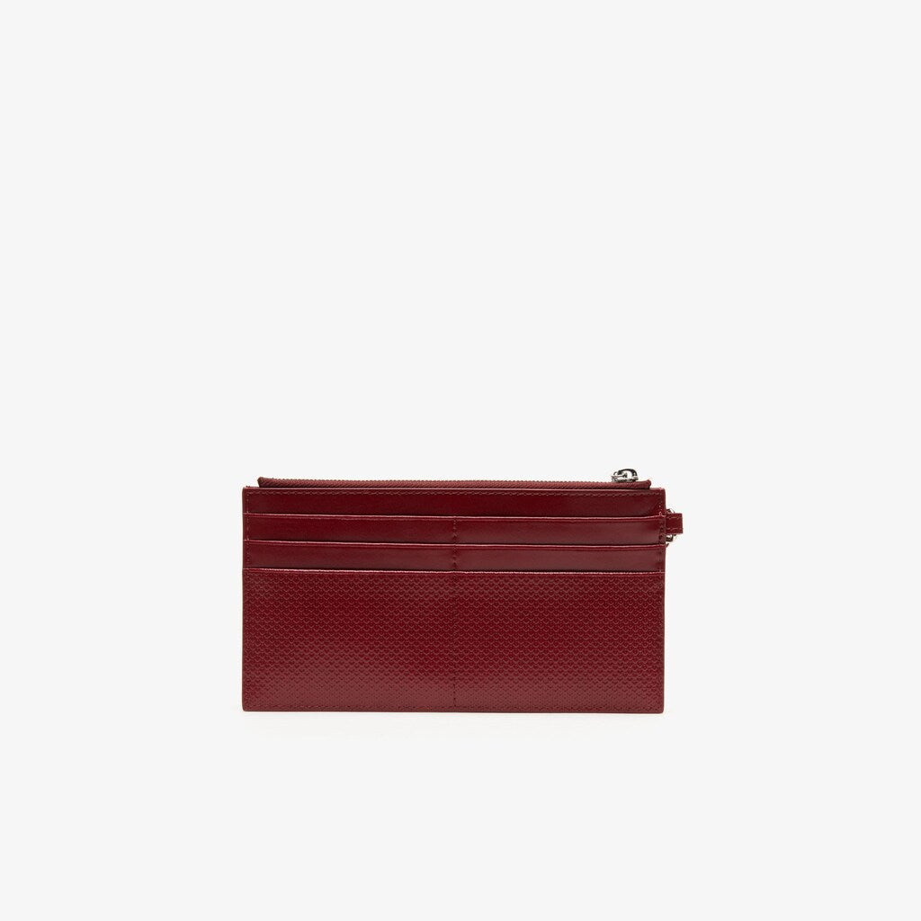 Womens Wo  Chantaco Piqué Leather Zip Coin Pouch | Lacoste Tawny Port • C52