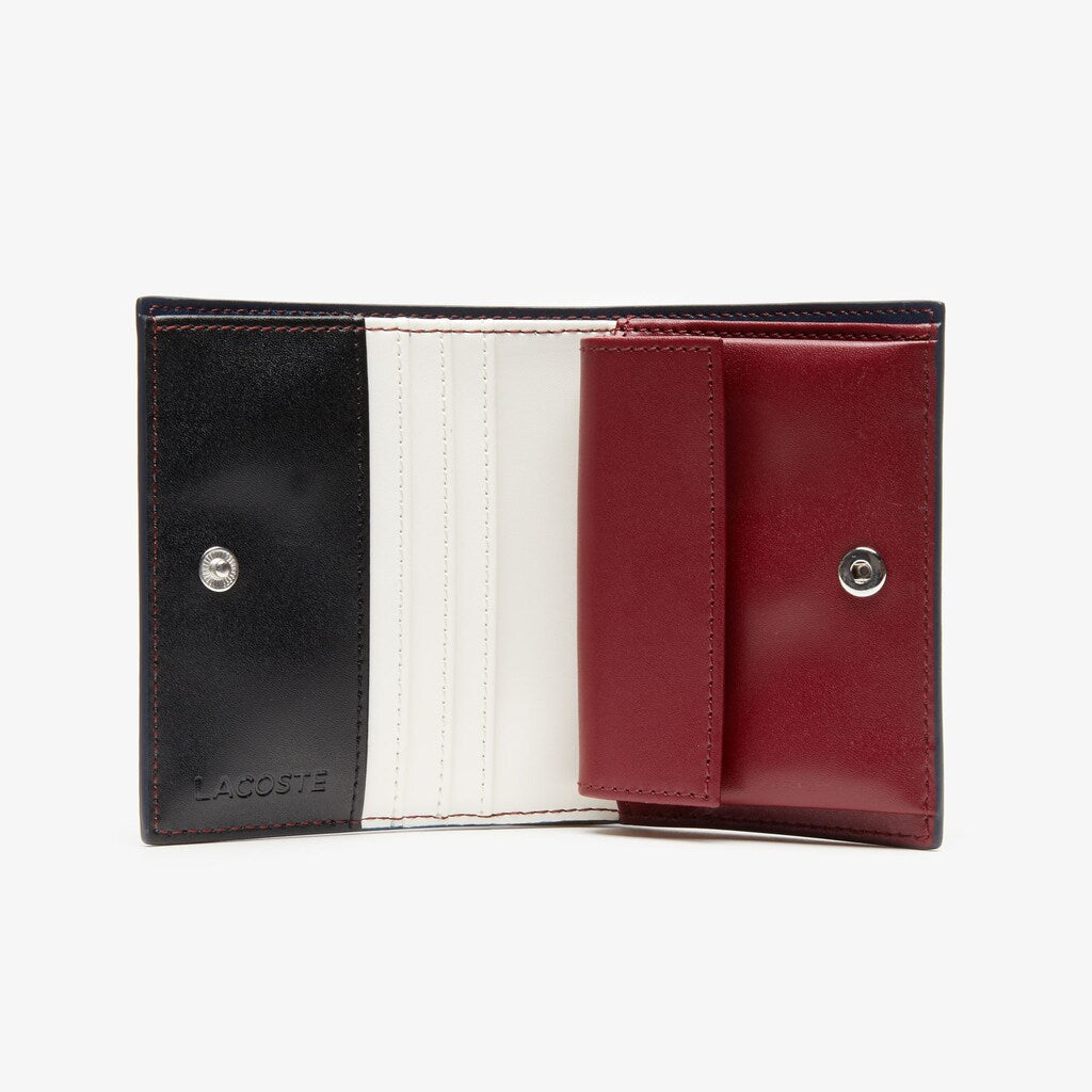 Womens Wo  Chantaco Nœud Small Piqué Leather Snap Coin Pouch | Lacoste Peacoat Tawny Port Marshm • C75