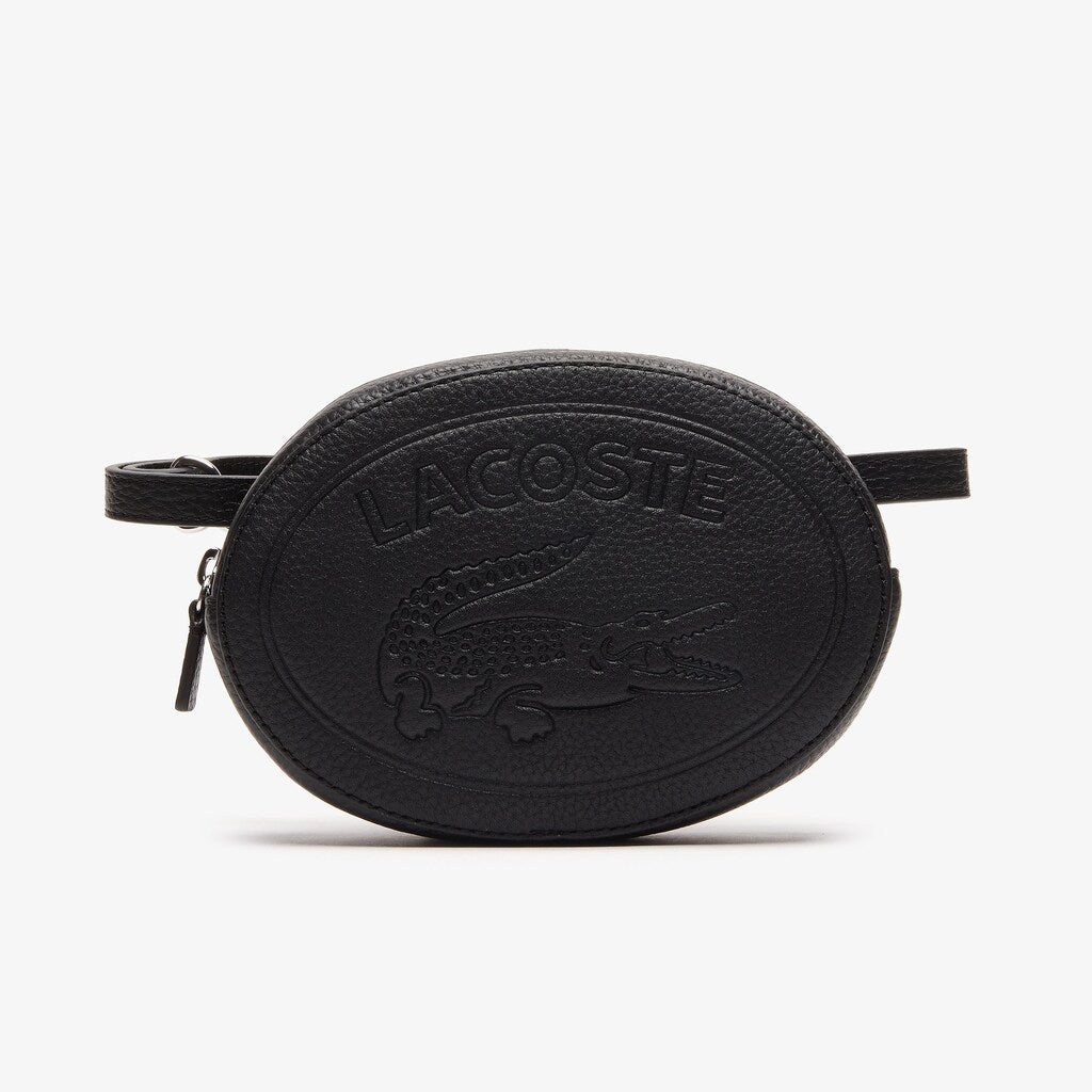 Womens Wo  Croco Crew Grained Leather Oval Belt Bag | Lacoste Black • 000