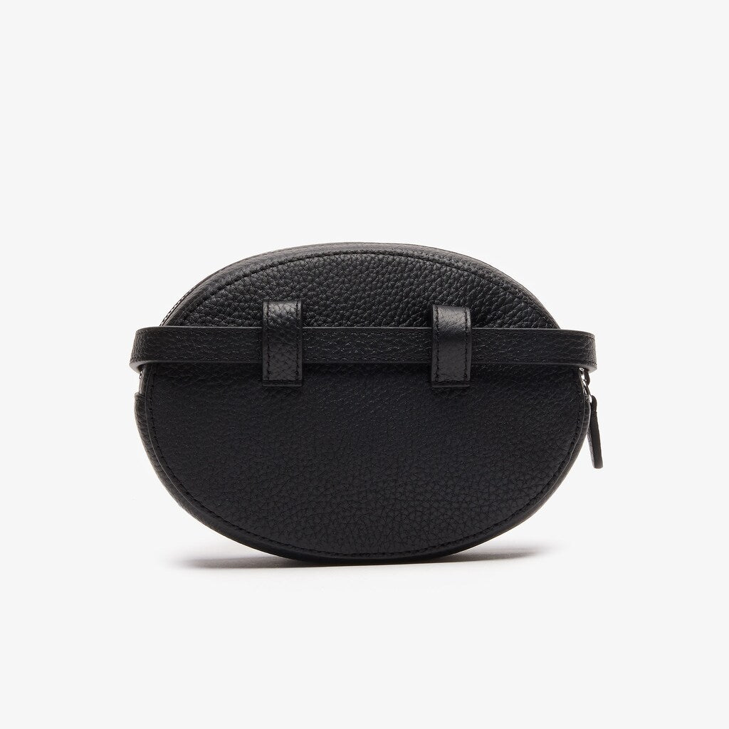 Womens Wo  Croco Crew Grained Leather Oval Belt Bag | Lacoste Black • 000