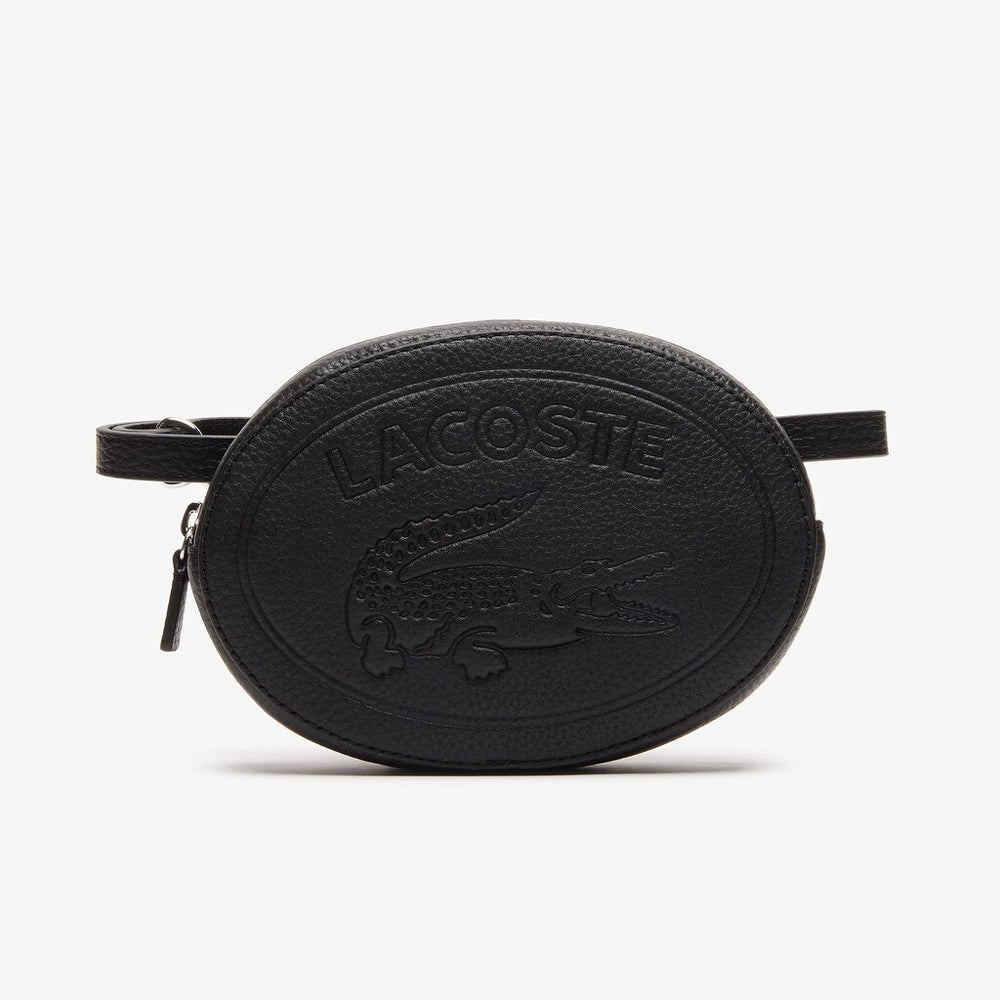 Womens Wo  Croco Crew Grained Leather Oval Belt Bag | Lacoste Black • 000