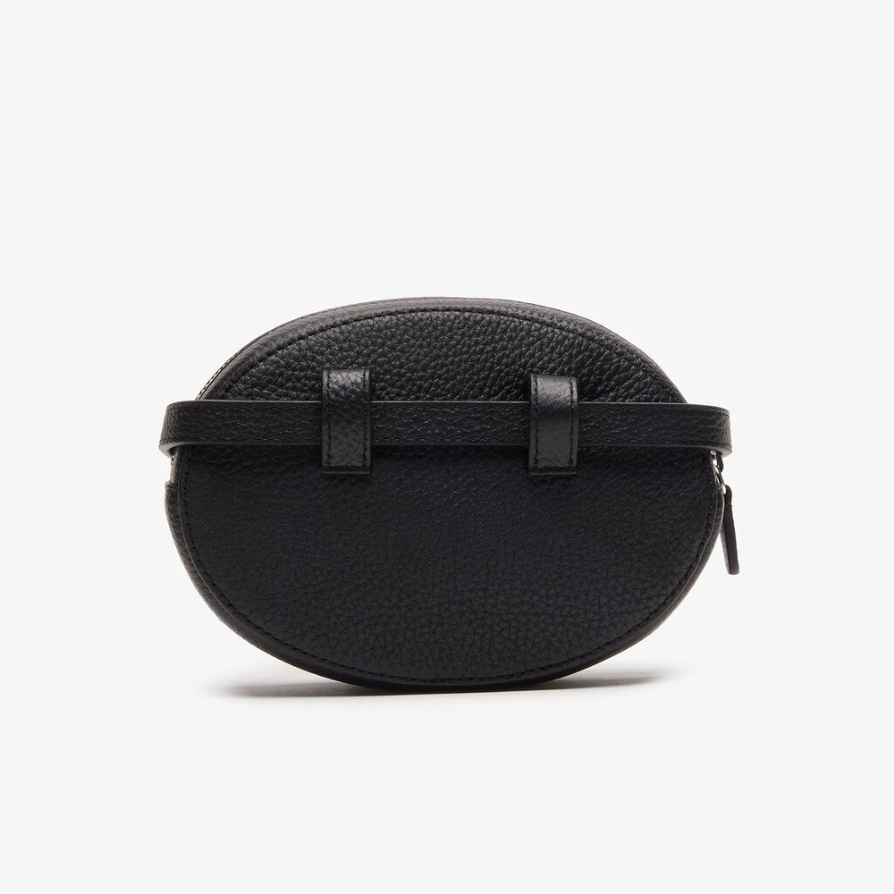 Womens Wo  Croco Crew Grained Leather Oval Belt Bag | Lacoste Black • 000