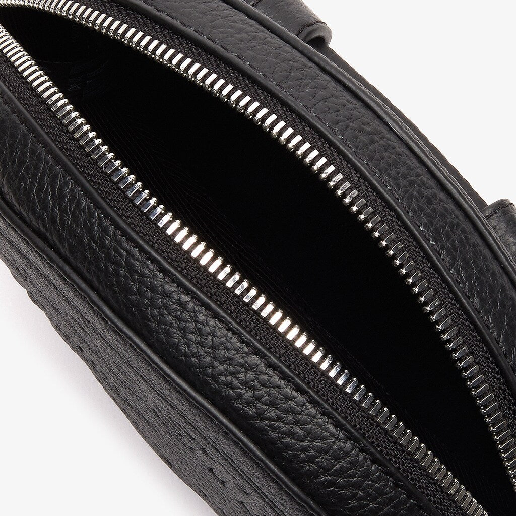 Womens Wo  Croco Crew Grained Leather Oval Belt Bag | Lacoste Black • 000