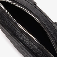 Womens Wo  Croco Crew Grained Leather Oval Belt Bag | Lacoste Black • 000