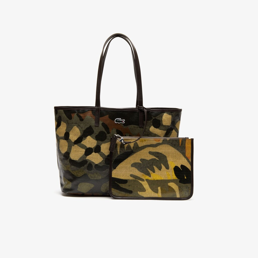 Womens Wo  Robert George Coated Print Canvas Tote Bag | Lacoste Original Green • D18