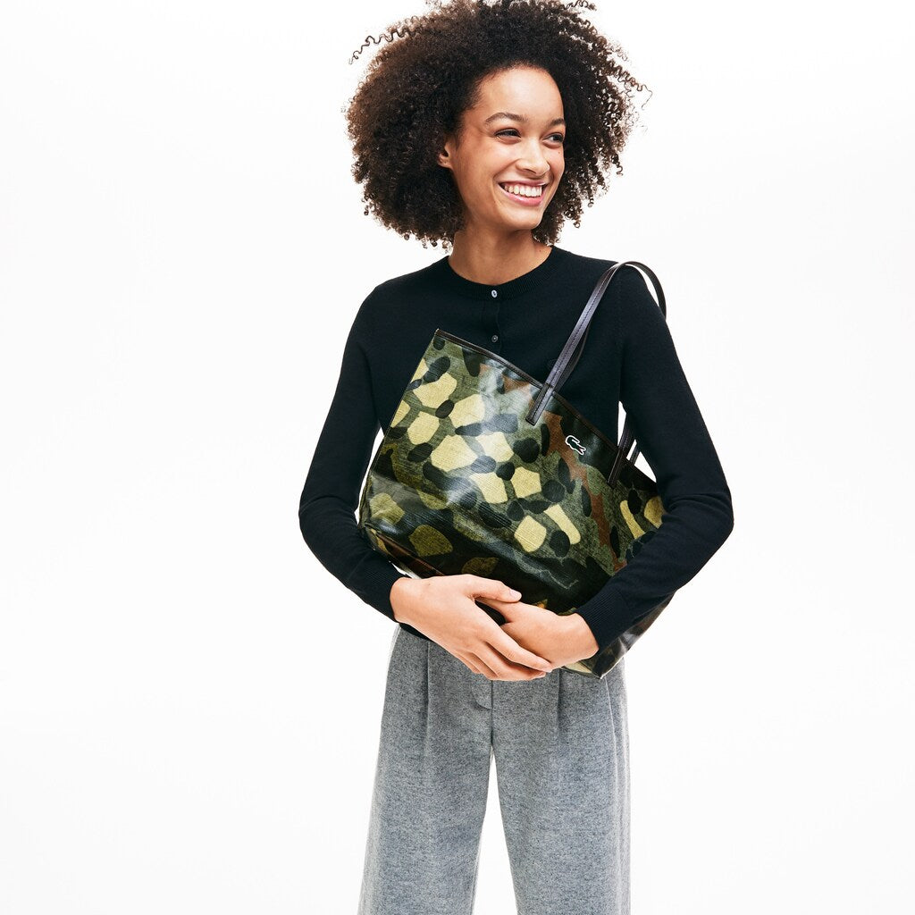 Womens Wo  Robert George Coated Print Canvas Tote Bag | Lacoste Original Green • D18