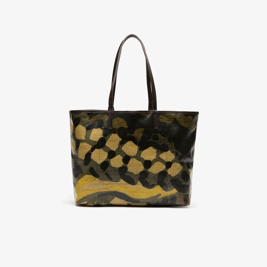 Womens Wo  Robert George Coated Print Canvas Tote Bag | Lacoste Original Green • D18